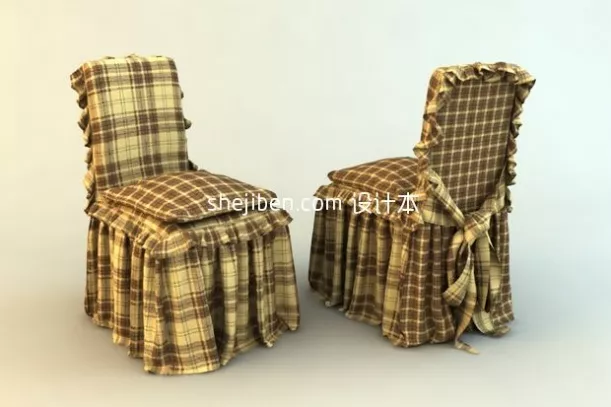 Wood Bar Chair Simple Style 3d model
