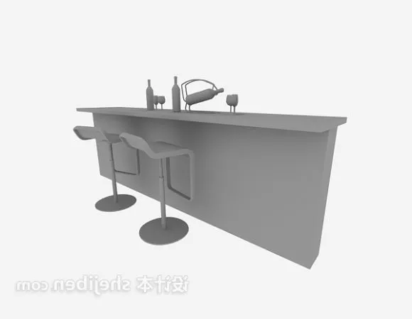 Simple Small Bar Furniture With Chair 3d model Simple Small Bar Furniture With Chair 3d model