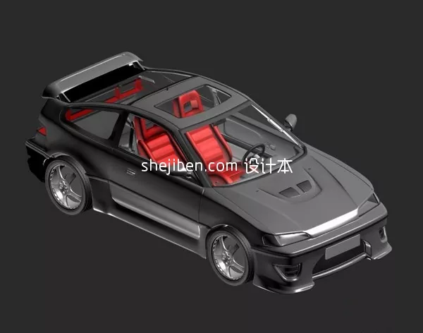 Old Blue Sedan Car 3d model