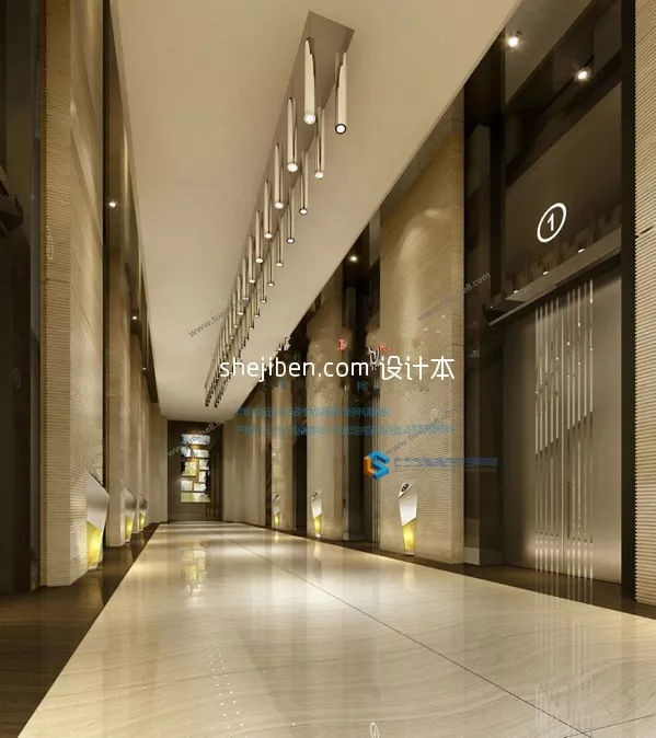 Office Master Room With Ceiling Lamp 3d model