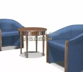 Hotel Single Sofa Chair With Stool Table 3d model