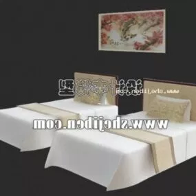 Hotel Twin Single Bed Furniture 3d model