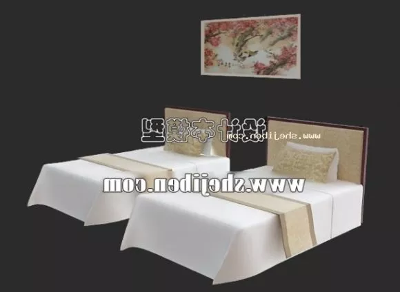 Modern Platform Bed Full Set 3d model