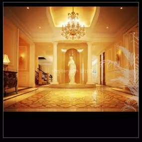 European Building With Furniture Interior Scene 3d model