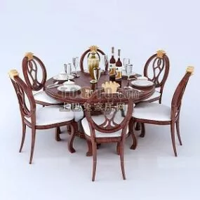 Hotel Dining Table And Chairs 3d model