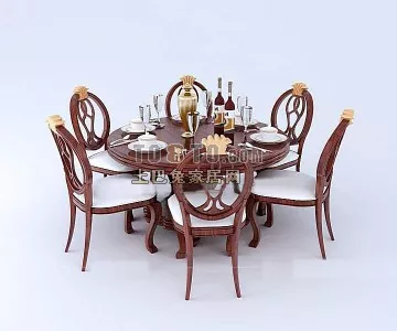 Hotel Dining Table And Chairs 3d model Hotel Dining Table And Chairs 3d model