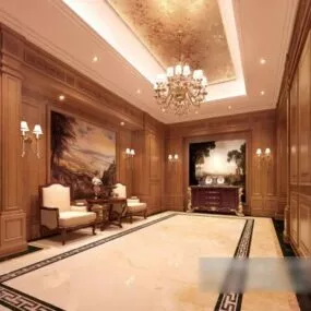 Hotel Corridor Night Interior Scene V1 3d model