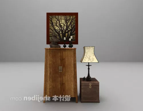 Retro Wooden Hall Cabinet 3d model Retro Wooden Hall Cabinet 3d model