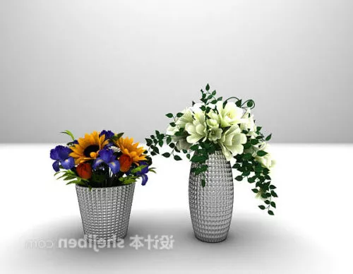 Flower In Basket 3d model