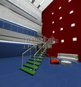 Indoor Living Room Duplex Space Interior 3d model