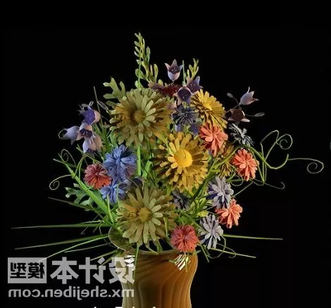 Glass Vase With Tiny Flower 3d model