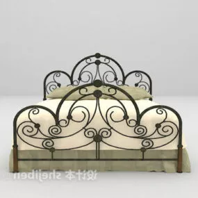 Iron European Double Bed 3d model
