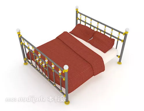 Antique Iron Double Bed 3d model Antique Iron Double Bed 3d model
