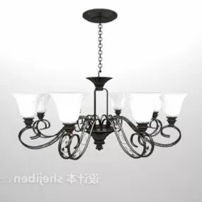 Classic Iron White Chandelier 3d model