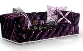 Velvet Upholstery Sofa With Cushion 3d model
