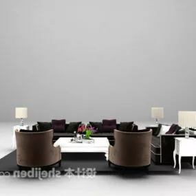European Sofa Table Chair Combination 3d model