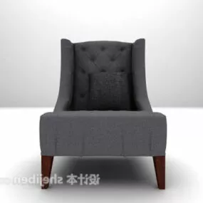 European Black Leather Single Sofa Chair 3d model