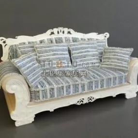 European Camel Sofa White Painted 3d model