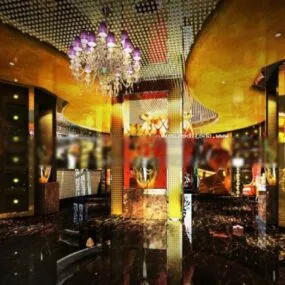 Night Club With Big Chandelier Interior Scene 3d model