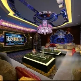 Large Karaoke Room Interior Scene 3d model