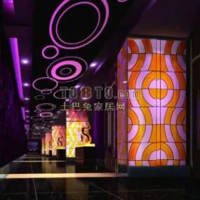 Club Interior With Lighting Decoration 3d model
