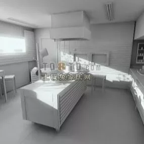 Kitchen With Cabinet And Accessories 3d model