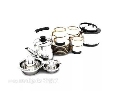 Porcelain Cup Stack Tableware 3d model