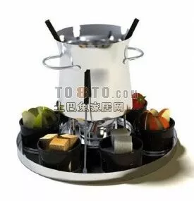 Food Tray With Vase Kitchenware Tableware 3d model
