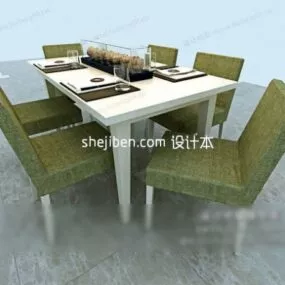 Korean Dining Table With Chair 3d model