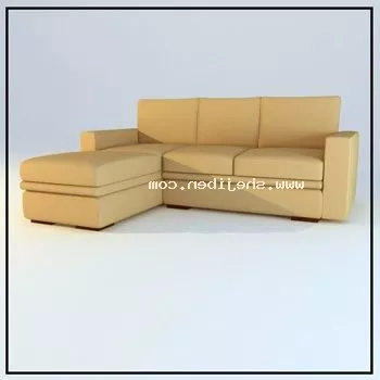 Sofa Three Seats Grey Color 3d model