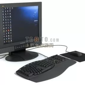 Lcd Computer With Keyboard 3d model