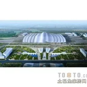 Large Headquarter Building With Landscape Design 3d model