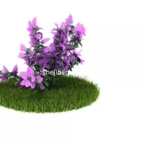 Landscape Purple Flower With Grass 3d model