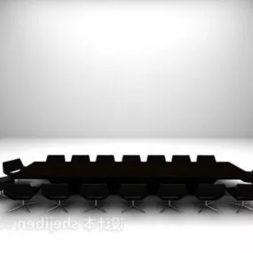 Large Conference Table Black Color 3d model