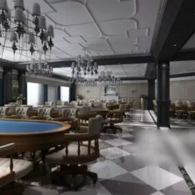 Large Restaurant Interior Scene 3d model