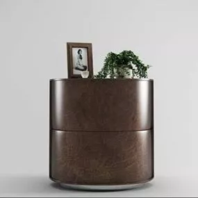 Leather Circle Side Cabinet 3d model