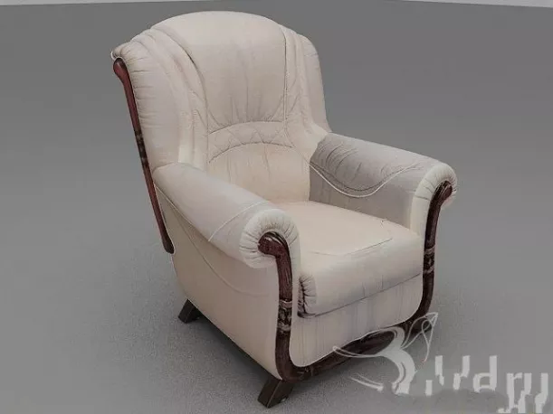 Single Upholstery Armchair Grey Color 3d model