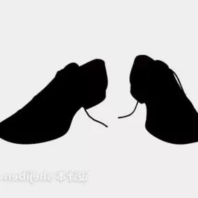 Old Black Leather Shoes 3d model