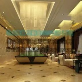Hotel Restaurant Hall Area Interior Scene 3d model
