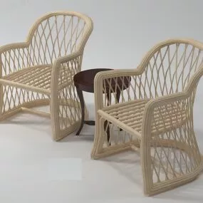 Outdoor Rattan Table And Chair Set 3d model