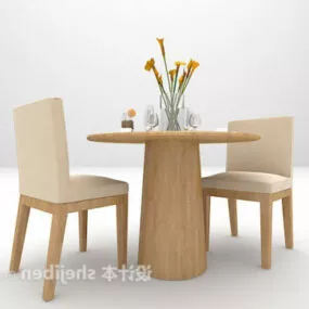 Round Coffee Table And Chair Combination 3d model