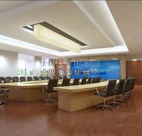Large Office Meeting Room With Chair Table 3d model