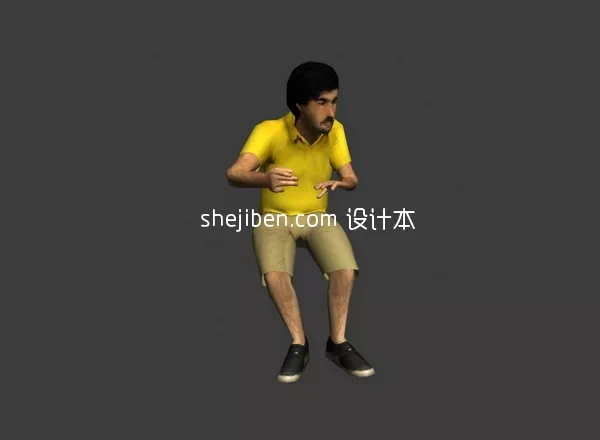 Worker Man In Coat, Walking Man Pose 3d model