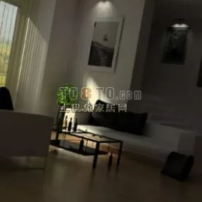 Living Room Sofa Chair 3 Sets 3d model