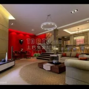 Living Room Set Indoor Space Library 3d model