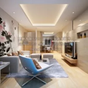Living Room Interior Scene With Lounge Chair 3d model