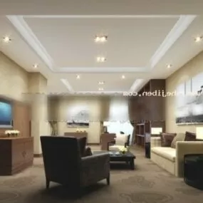 Living Room Interior Scene Beige Wall 3d model