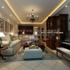 Apartment Living Room Modern Interior Scene 3d model