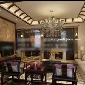 Living Room Interior Scene Chinese Furniture 3d model