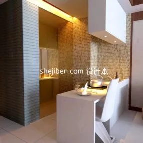 Living Room Kitchen Bar Interior V1 3d model